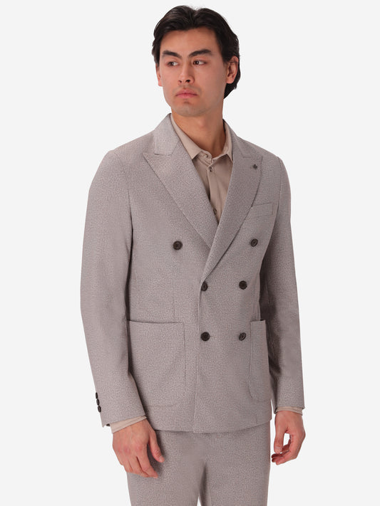 Double-Breasted Jacket Prezzemolo In Technical Jersey Gauze Texture Print Fabric