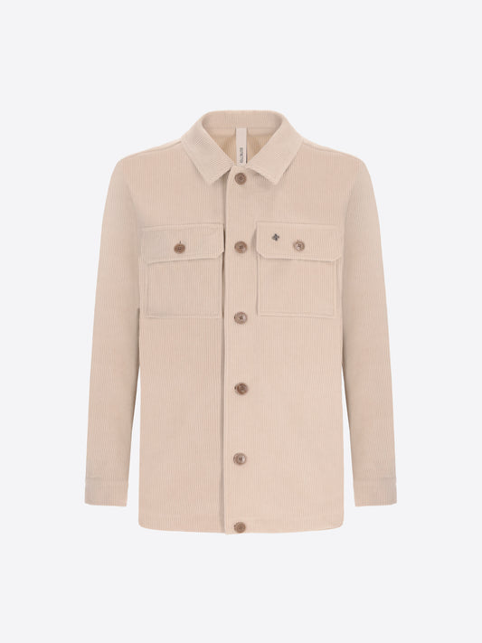 Distretto12 Leonardo Off White 1000-Stripe Super-Comfort Velvet Shirt Jacket - Product Still Life