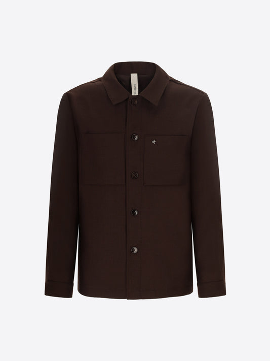 Distretto12 Tiziano Brown 100% Virgin Wool Shirt Jacket - Product Still Life