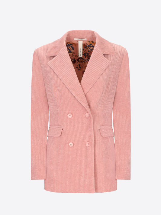 Distretto12 Torino Pink 500-Wale Corduroy Double-Breasted Jacket - Woman - Product Still Life