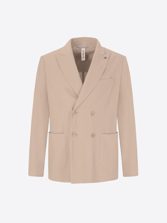 High-Perform12 Double-Breasted Jacket Leccio In Raised-Stripe Technical Stretch Fabric - Icon