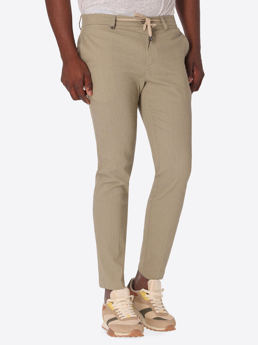 Pantalone York Ginseng In Tessuto Super Stretch A Puntino In Rilievo