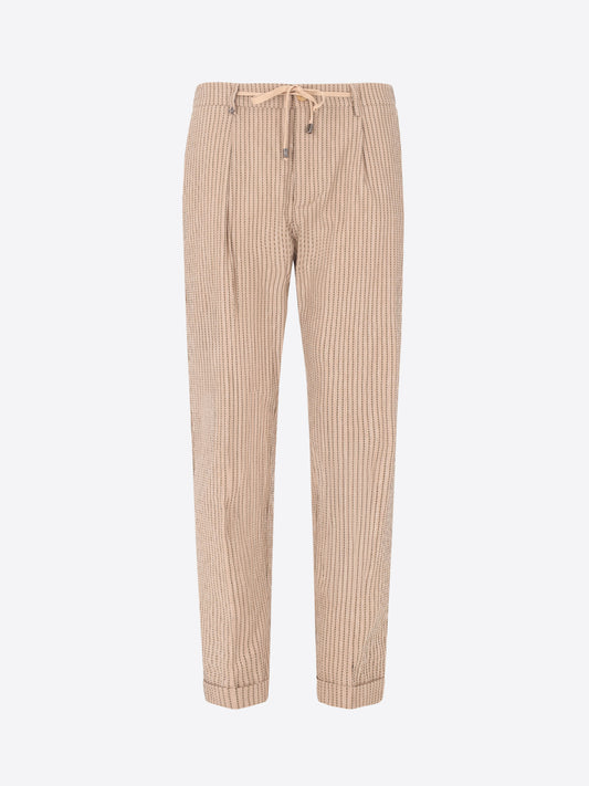 Pantalone Rio Pence Acero In Tessuto Super Stretch A Righe Alternate In Rilievo