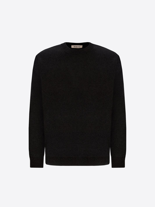Distretto12 Black Chenille-Knit Micro-Check Technical Sweater Brid - Product Still Life