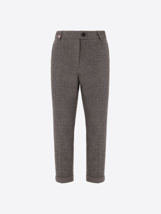 Cigarette Trousers in Super Comfort Jersey with Resca Pattern Herrin - Woman