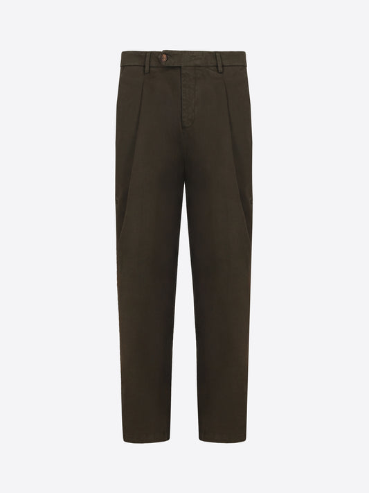 Distretto12 Ban Canaletto Forest Green Comfort Cotton Trousers - Product Still Life