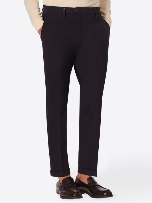 York Mantegna Blue Comfort Cotton Trousers - Model Front View