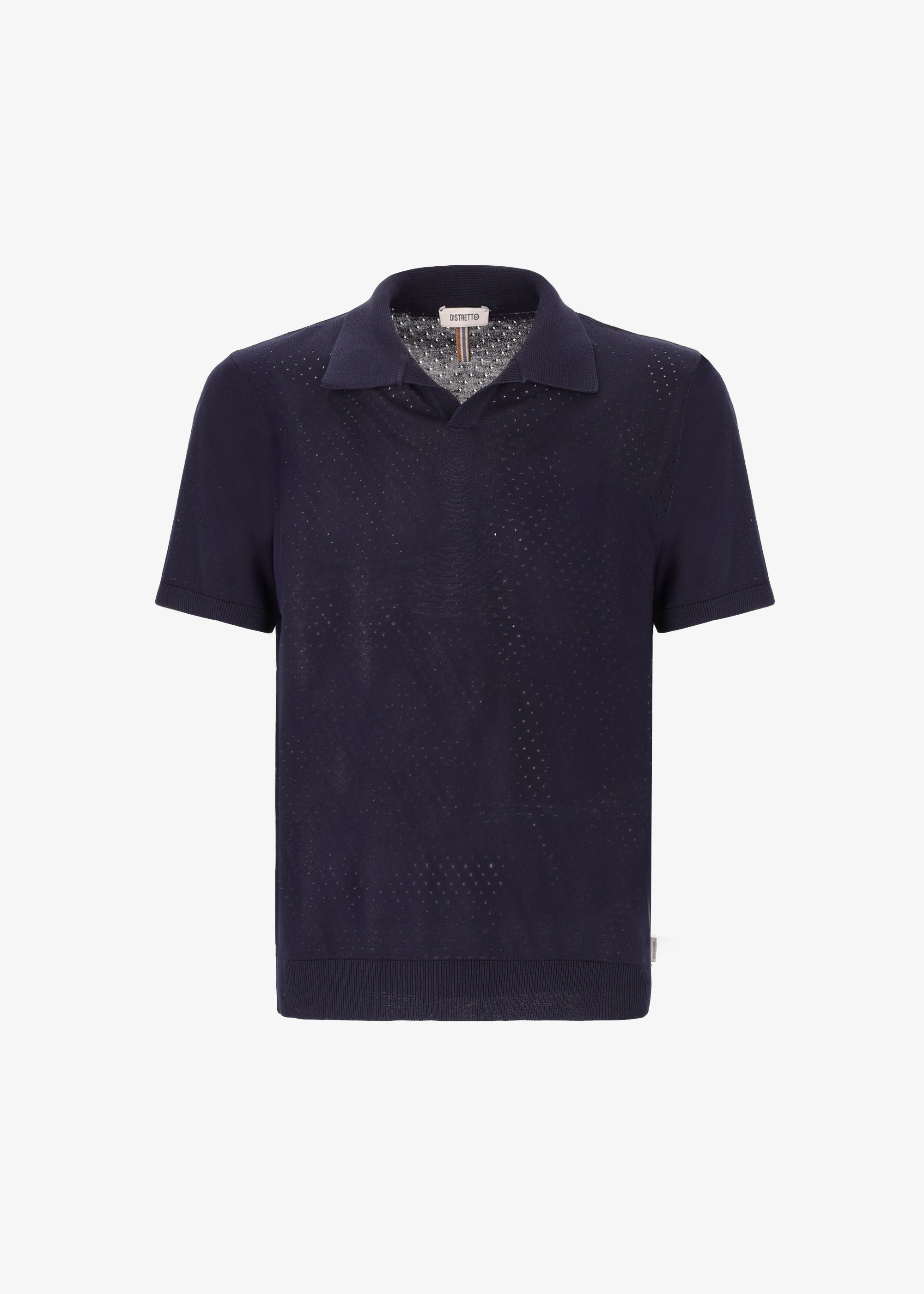 Polo in Crêpe di Cotone Carrara con Micro Fori