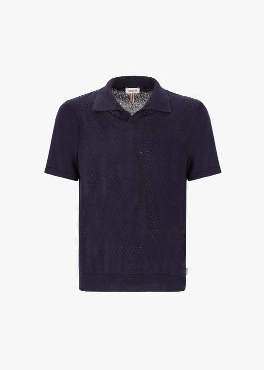 Cotton Crêpe Polo Carrara With Micro-Perforated Texture