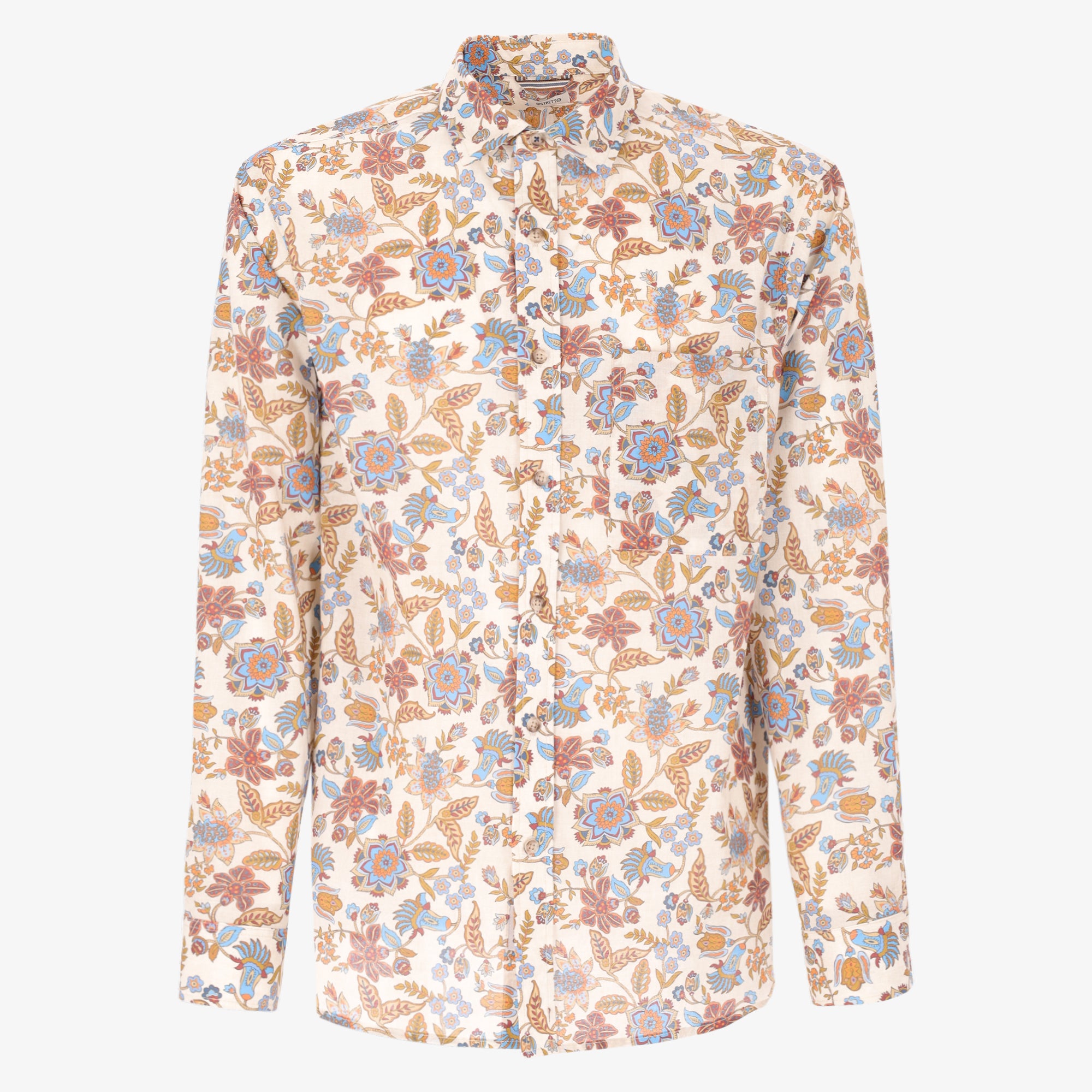 Cotton Floral Print Comfort Shirt Pocket Forte