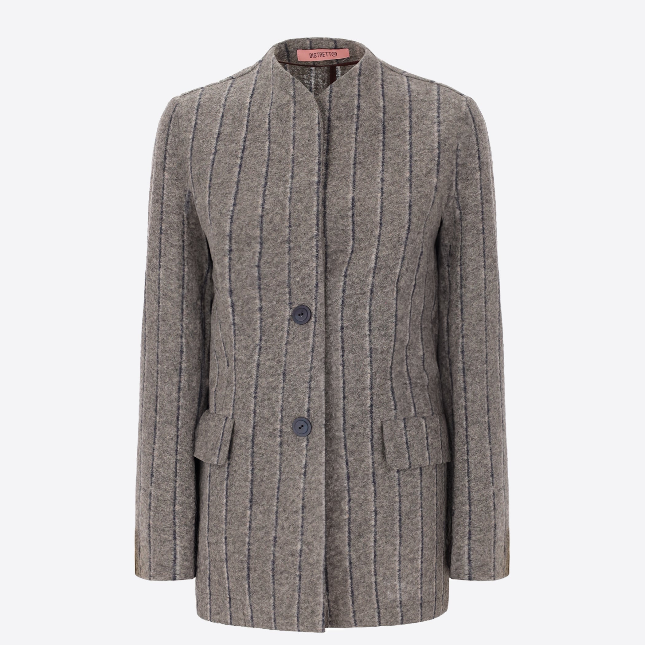 Coreana Jacket in Wool Blend with Double Stripe Pattern Bangor - Woman