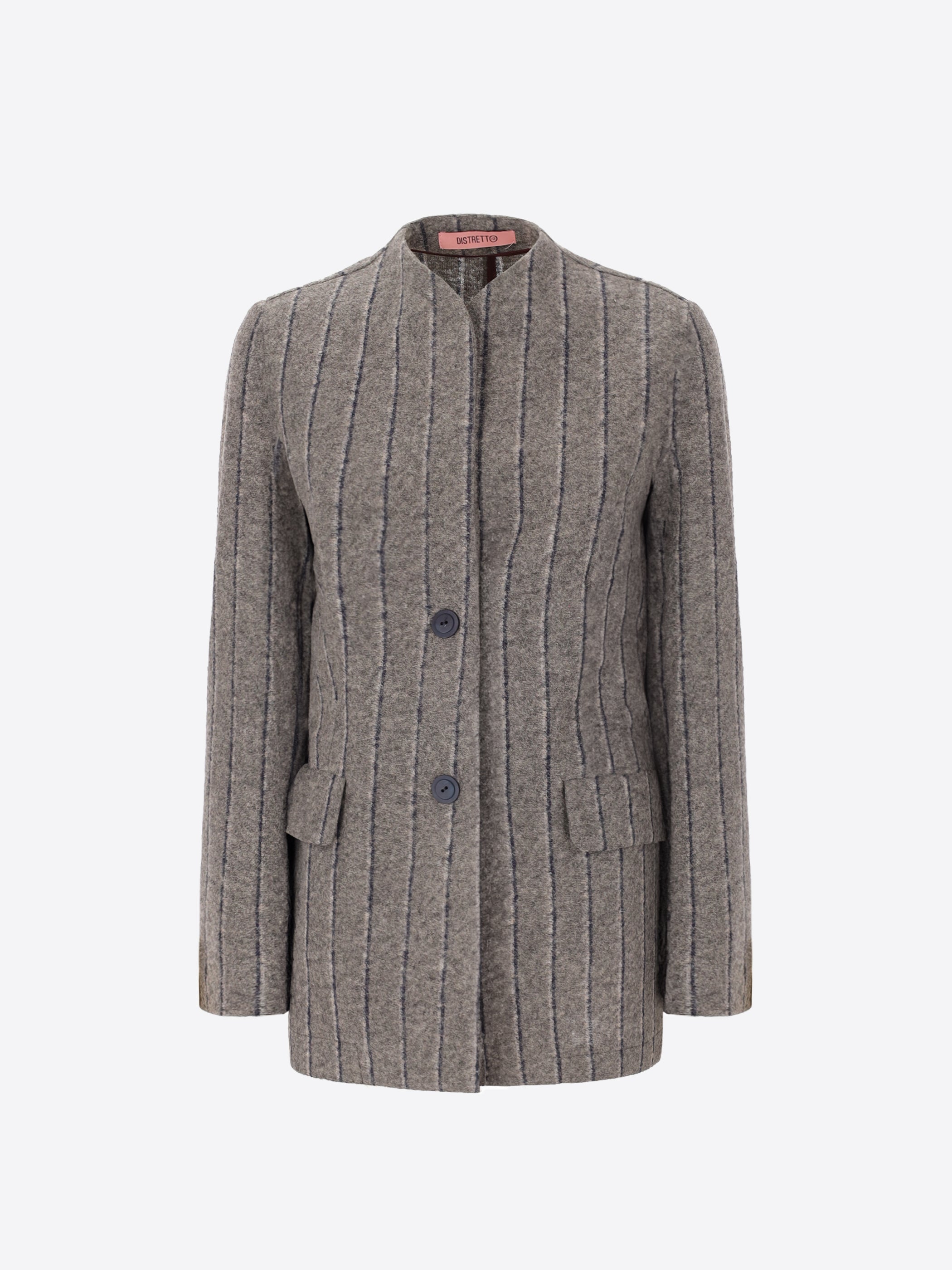 Coreana Jacket in Wool Blend with Double Stripe Pattern Bangor - Woman