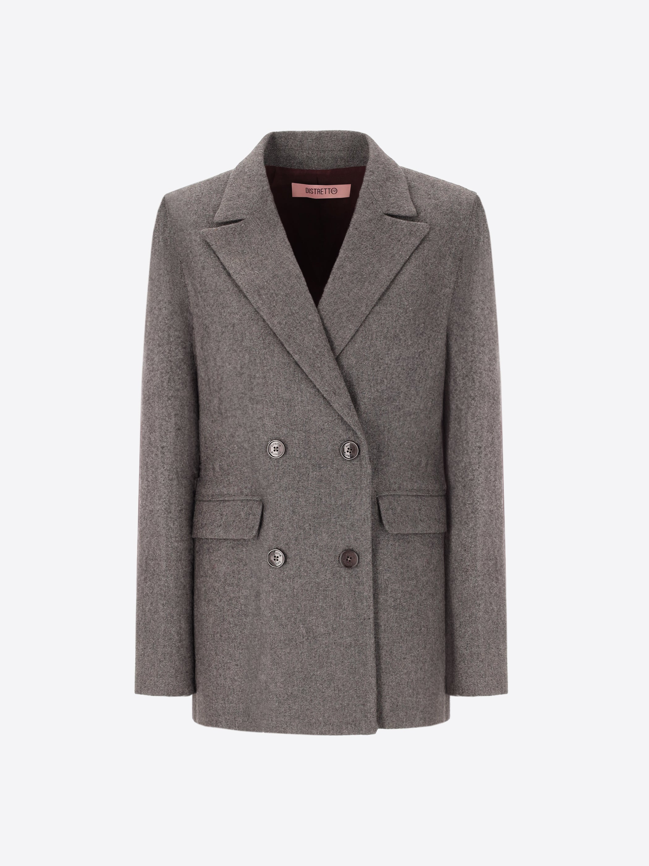 Double Breasted Jacket in Wool-Blend Flannel Melange Castle - Woman