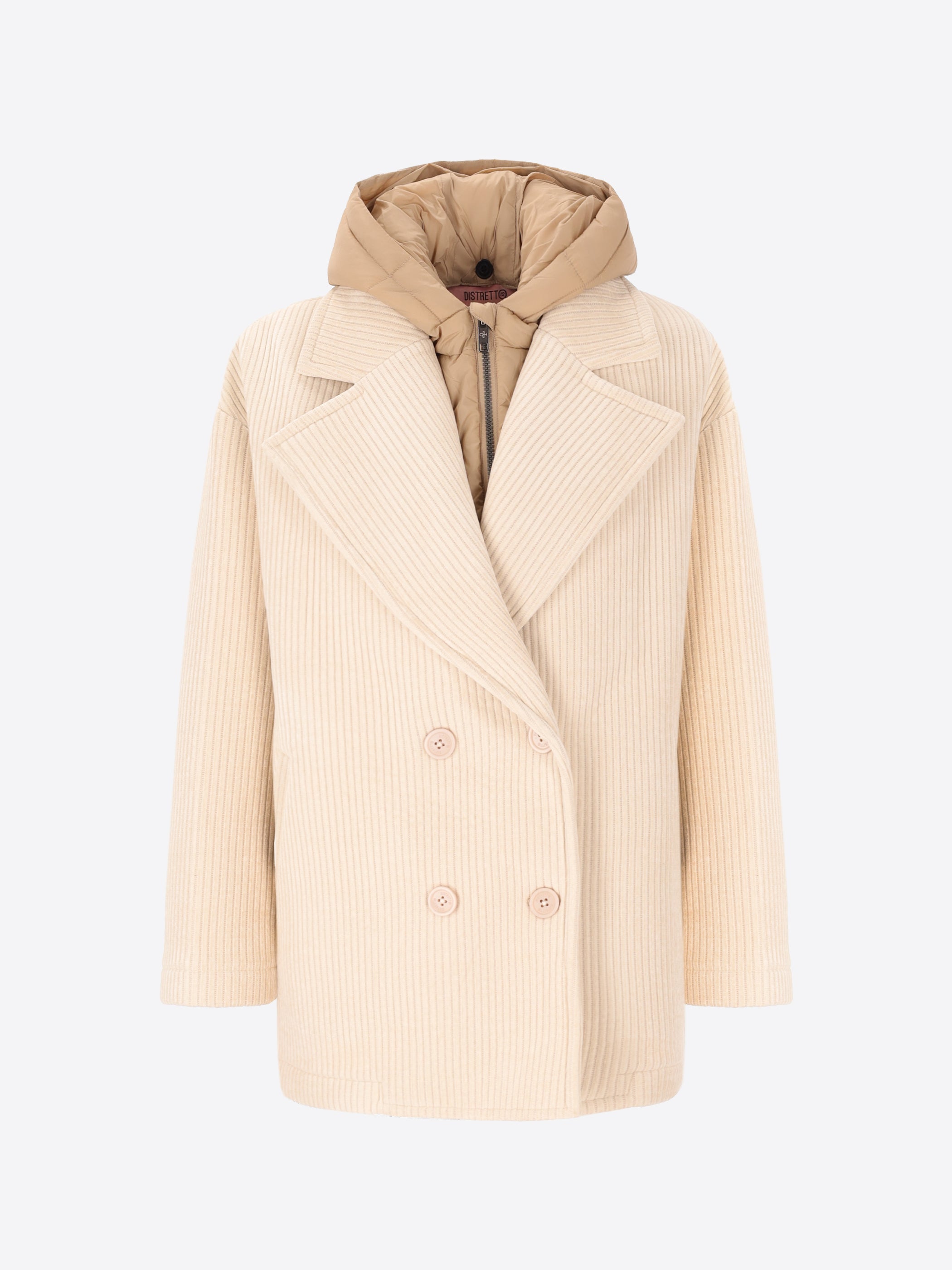 French Rib Corduroy Peacoat with Detachable Hood Alba - Woman