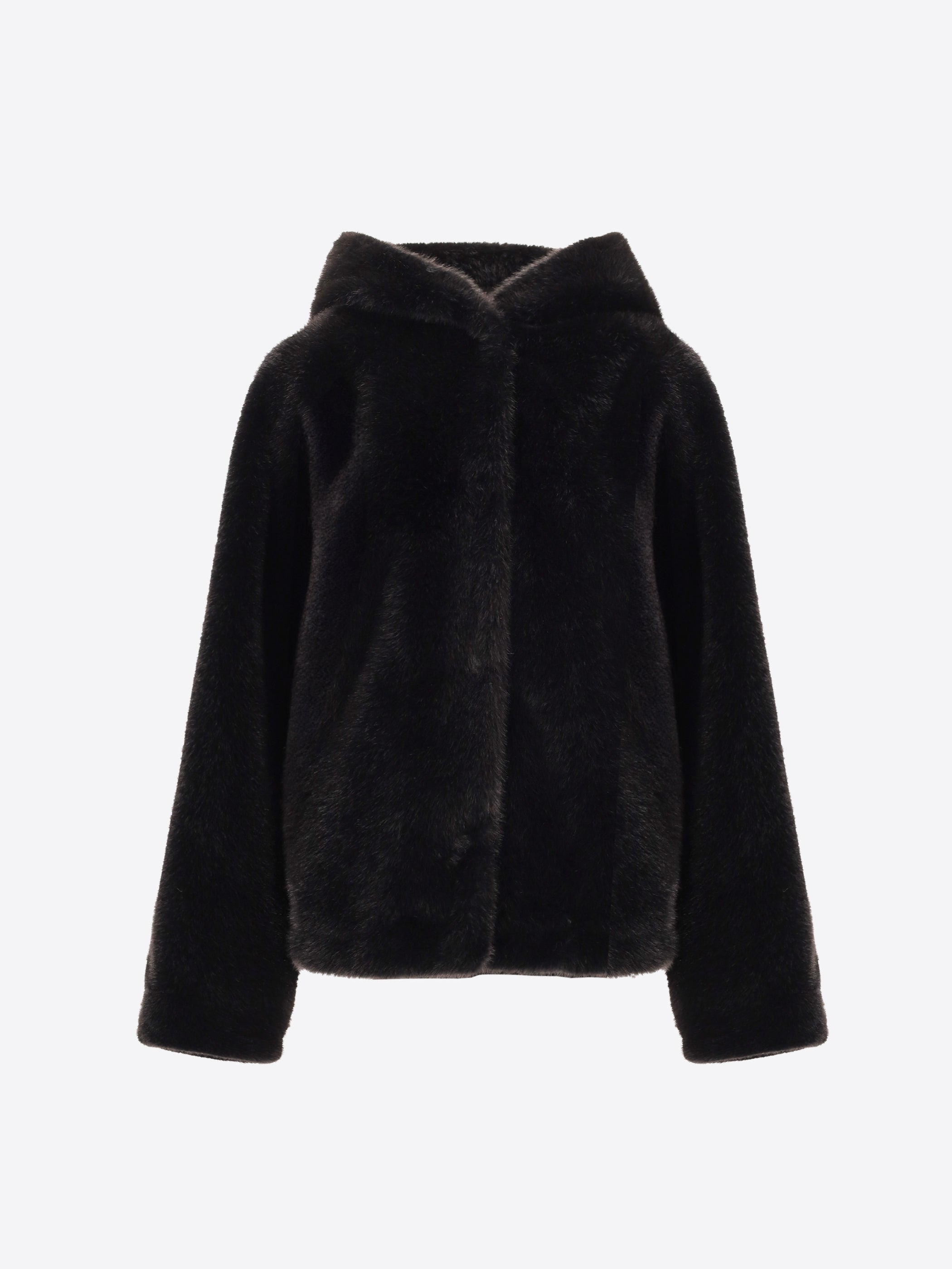 Hooded Bomber in Eco-Fur Fabric Salford  - Woman