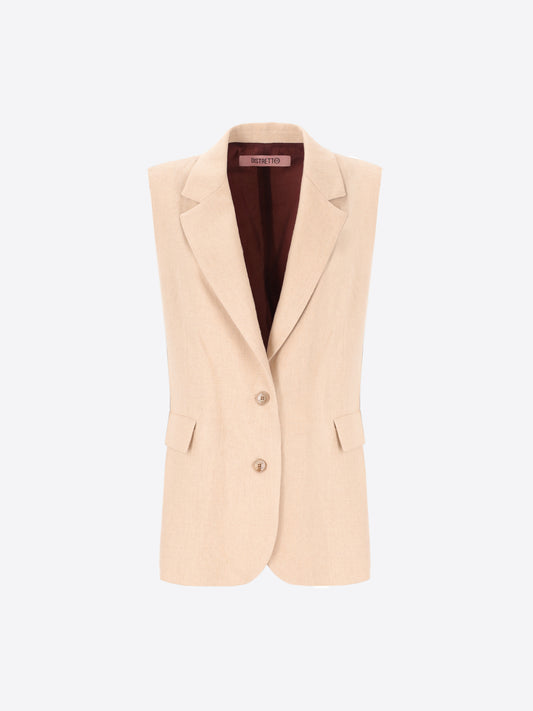 Vest in Wool-Blend Flannel Melange Castle - Woman