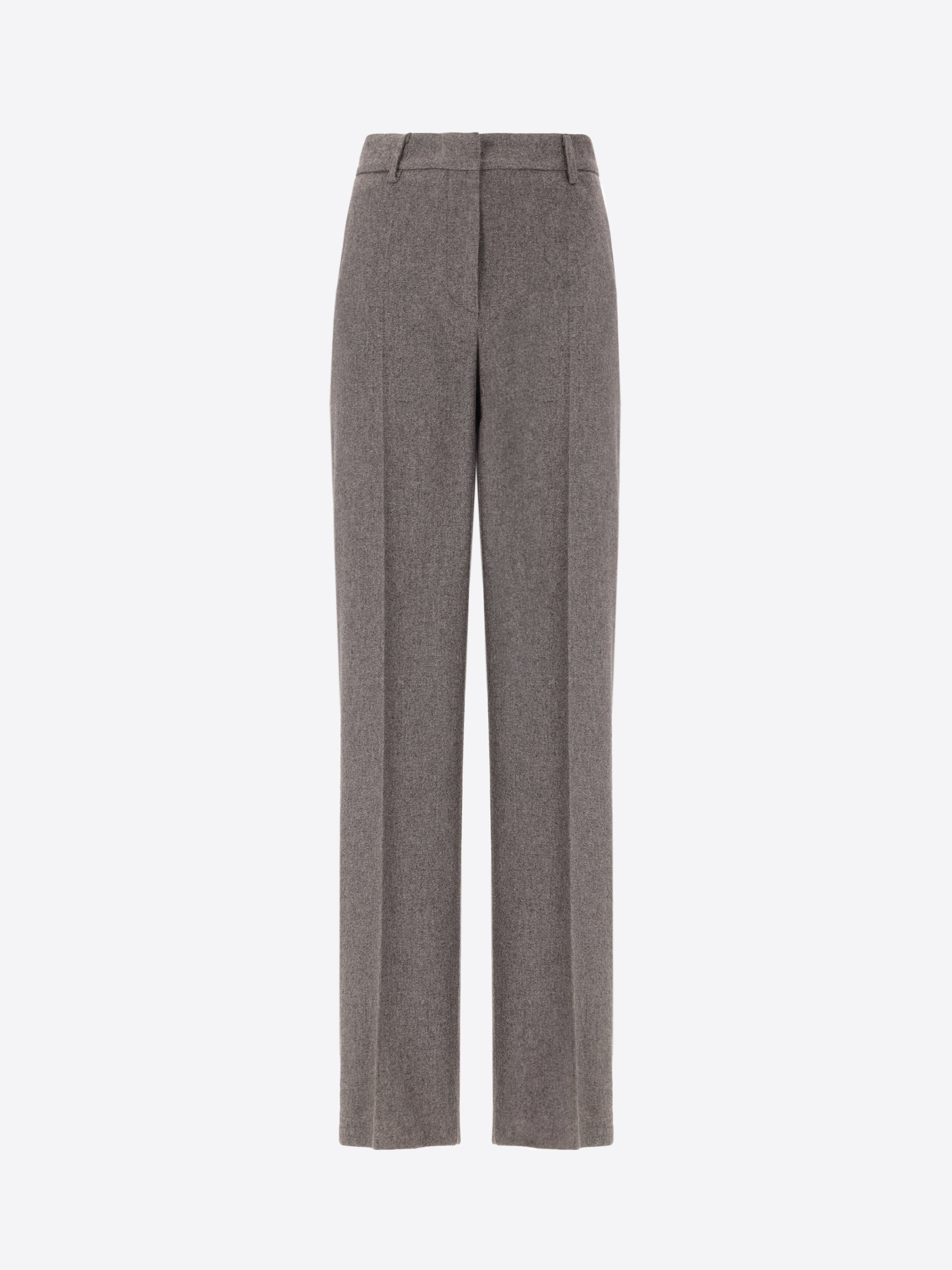 Regular Trousers in Wool-Blend Flannel Melange Castle - Woman