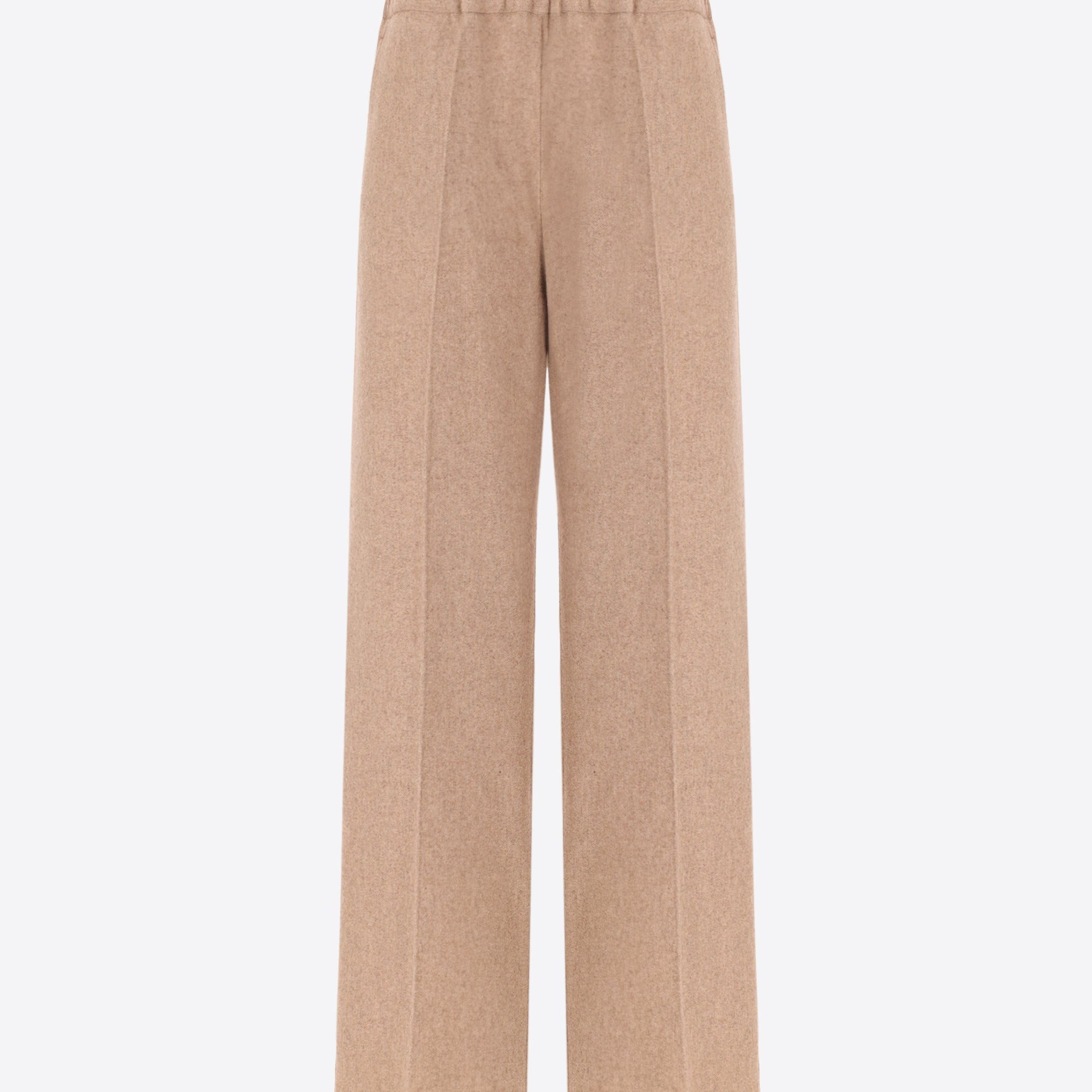 Elastic Relax Trousers in Wool-Blend Flannel Melange Castle - Woman