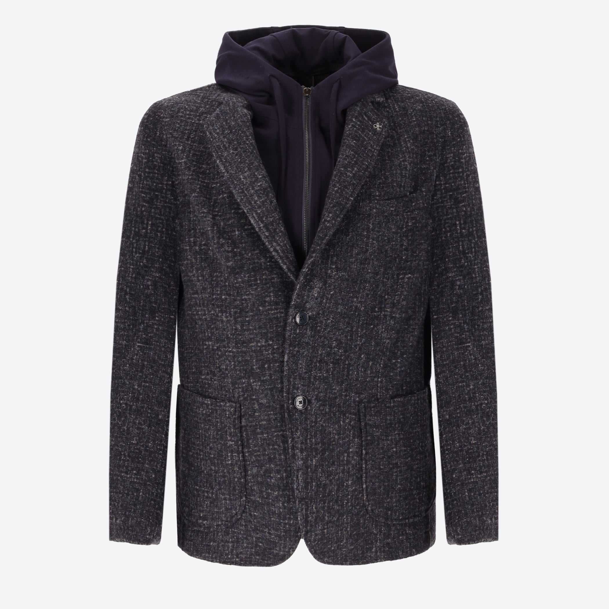Giacca Bristol In Misto Lana Falso Unito Melange Con Cappuccio Staccabile
