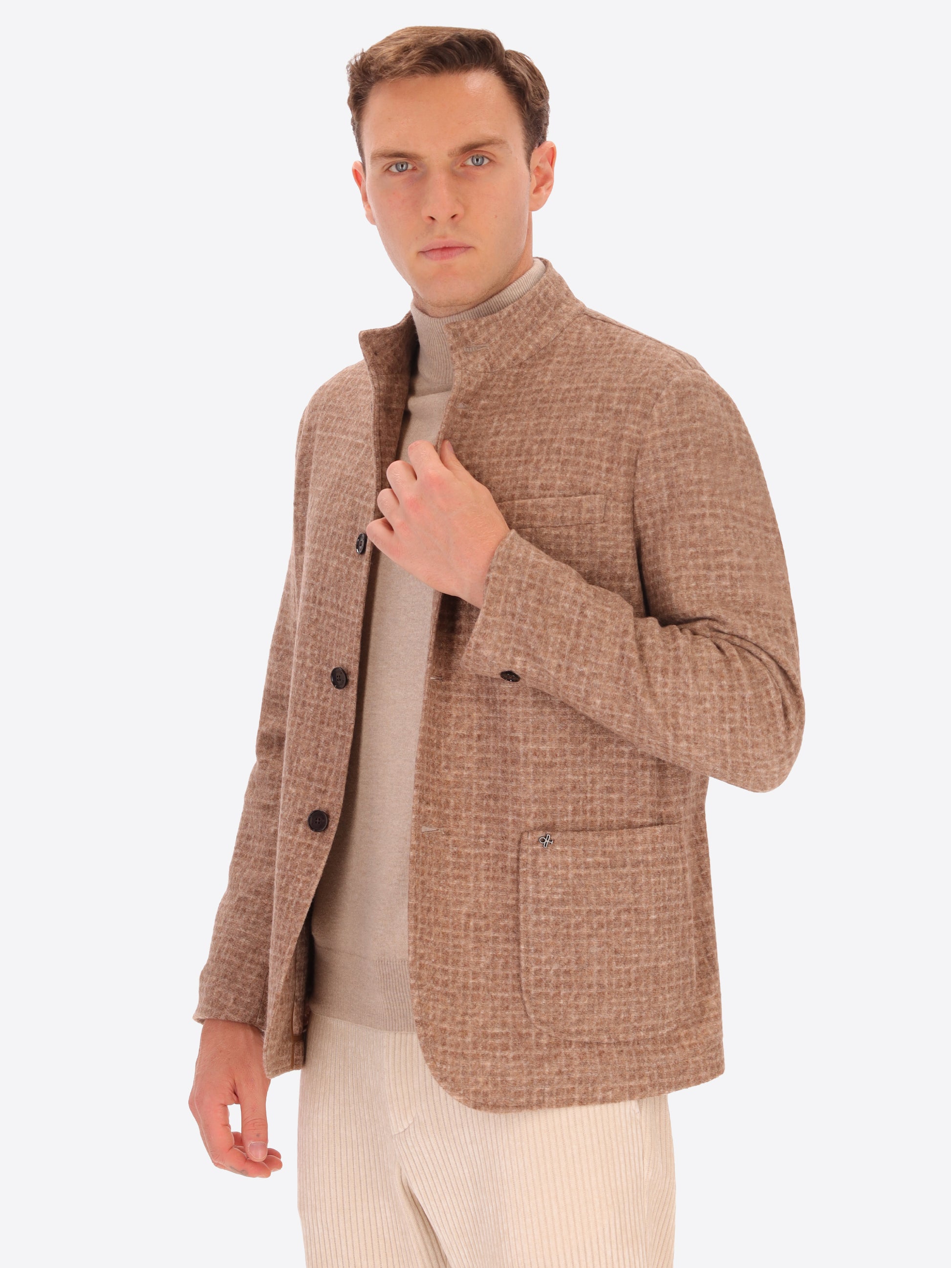 Melange Faux Solid Wool Blend Coreana Jacket Bristol