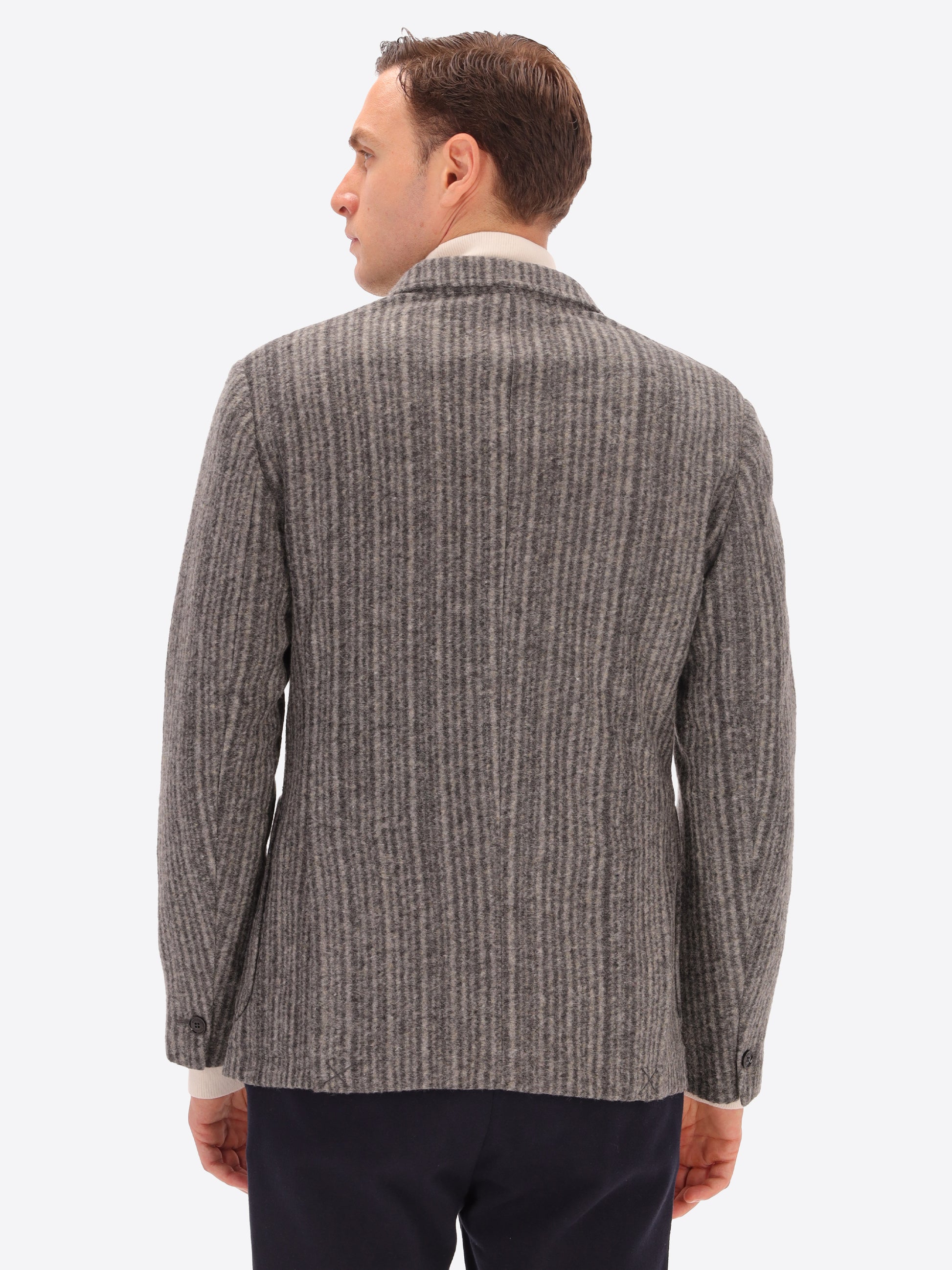 Multi-Striped Wool Blend Double Breasted Jacket Bradford