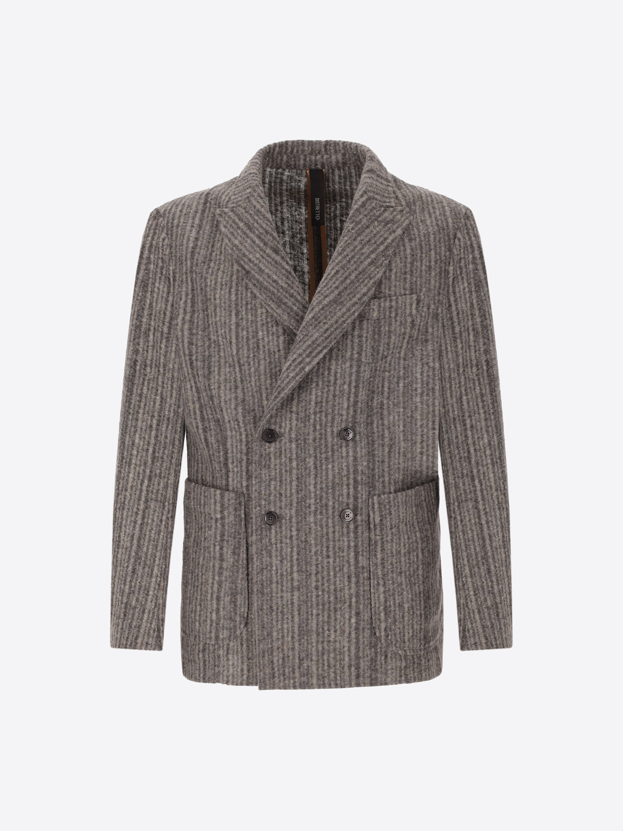 Multi-Striped Wool Blend Double Breasted Jacket Bradford