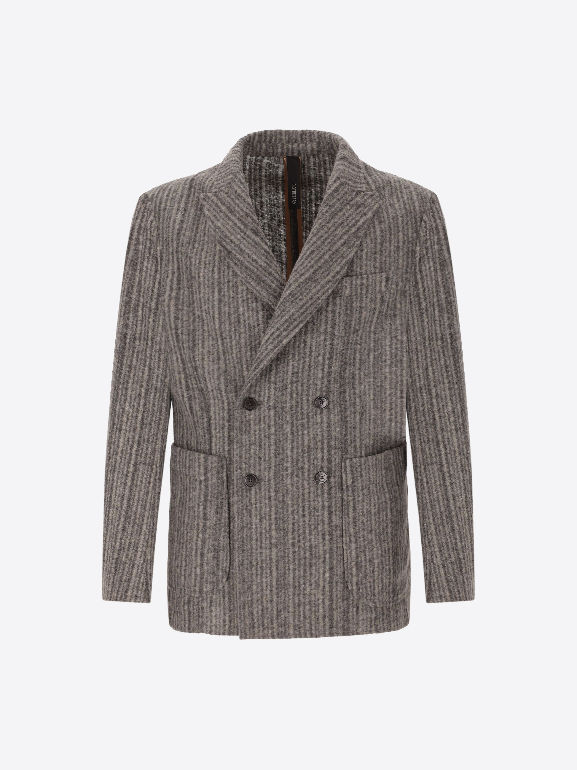 Multi-Striped Wool Blend Double Breasted Jacket Bradford