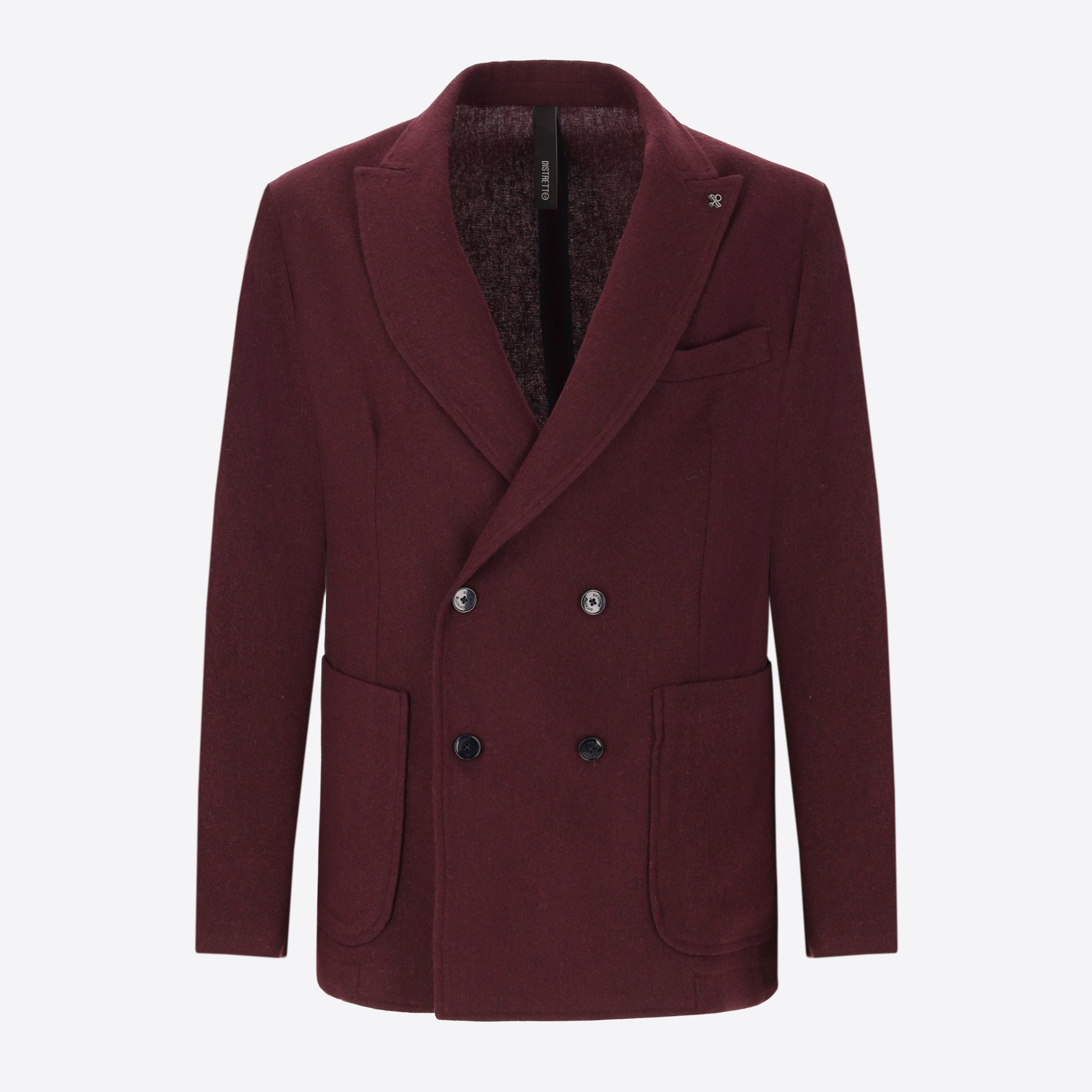 Mélange Wool Blend Flannel Double Breasted Jacket Castle