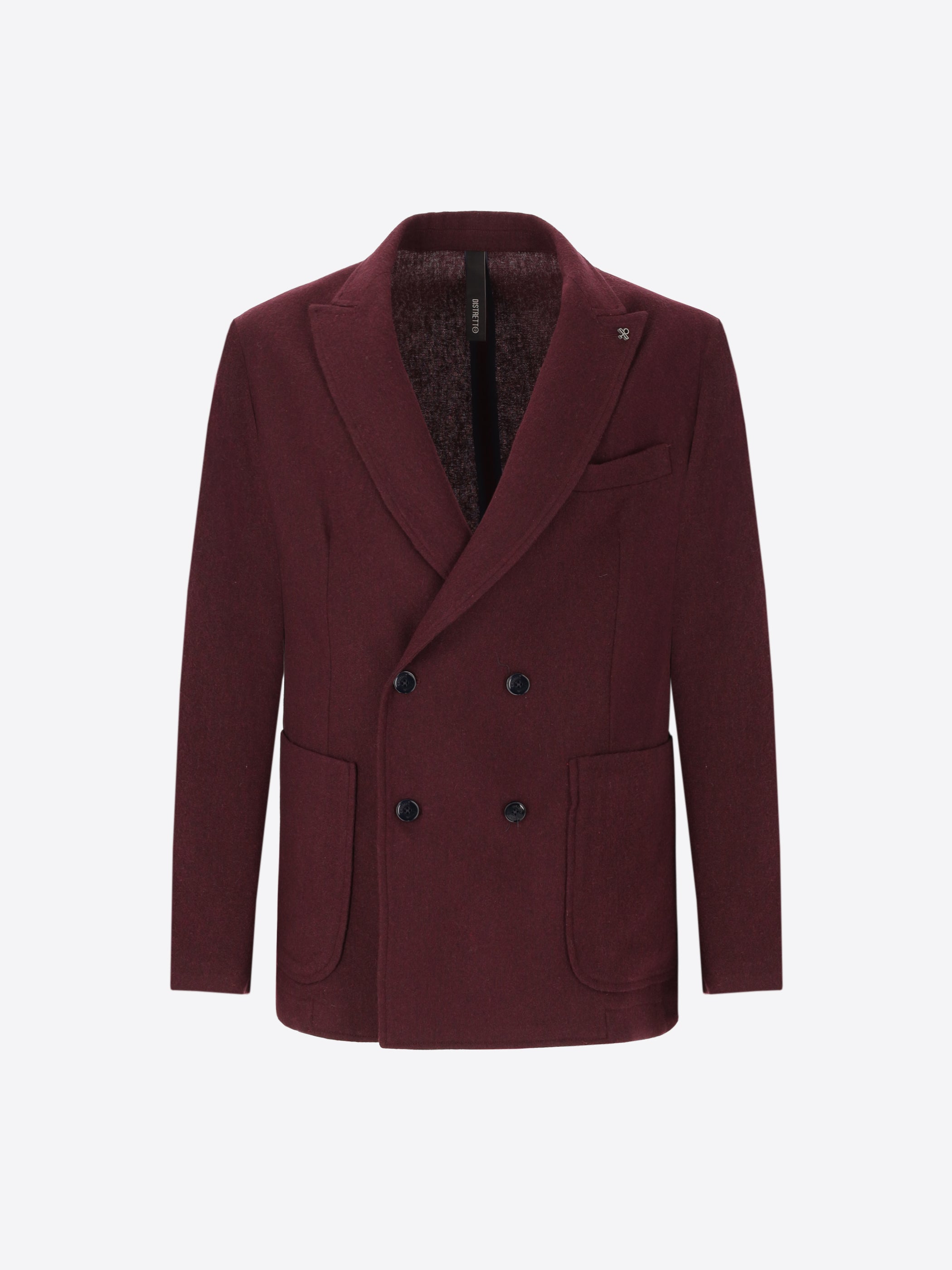 Mélange Wool Blend Flannel Double Breasted Jacket Castle