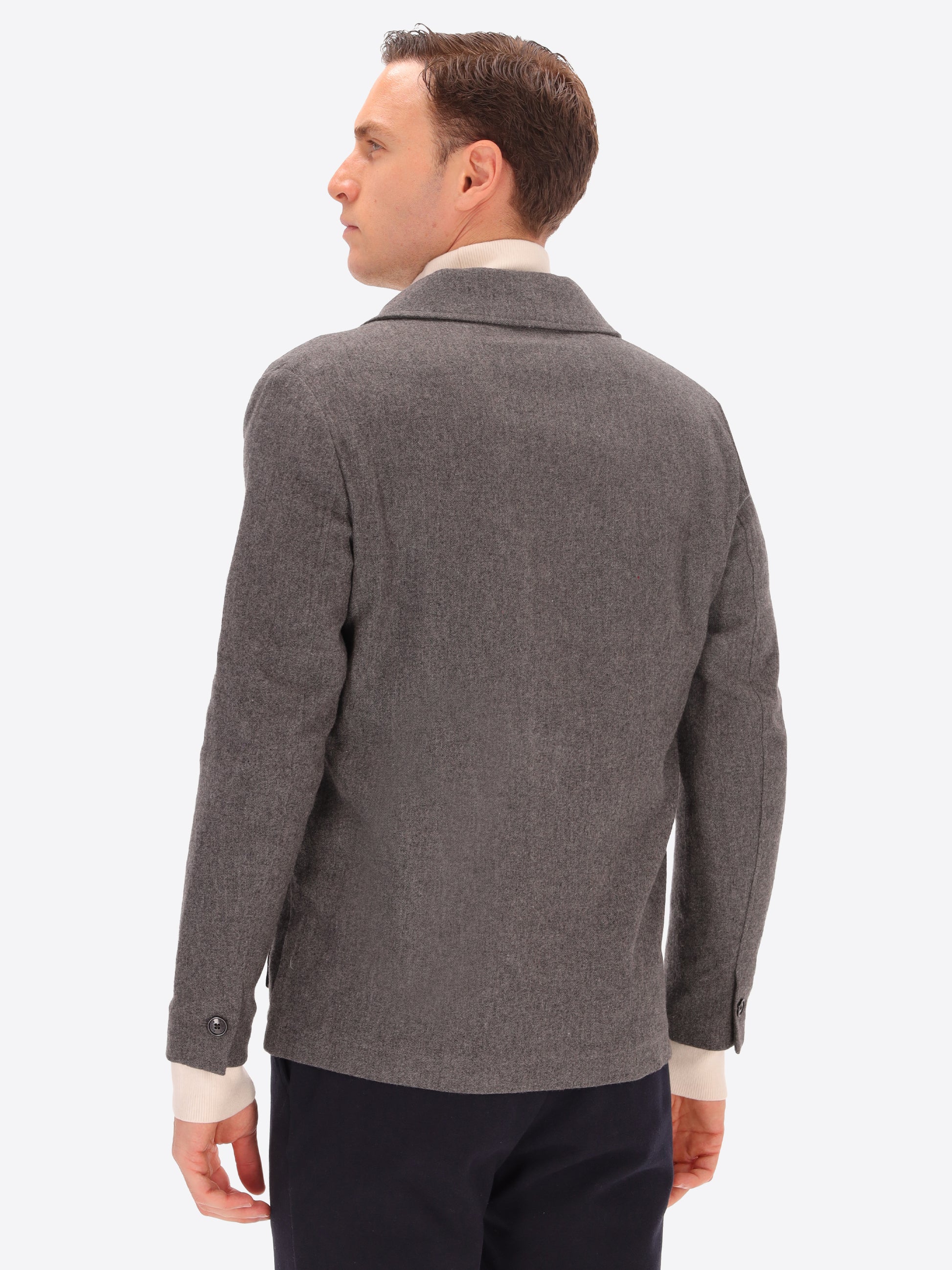 Mélange Wool Blend Flannel Worker Jacket Castle