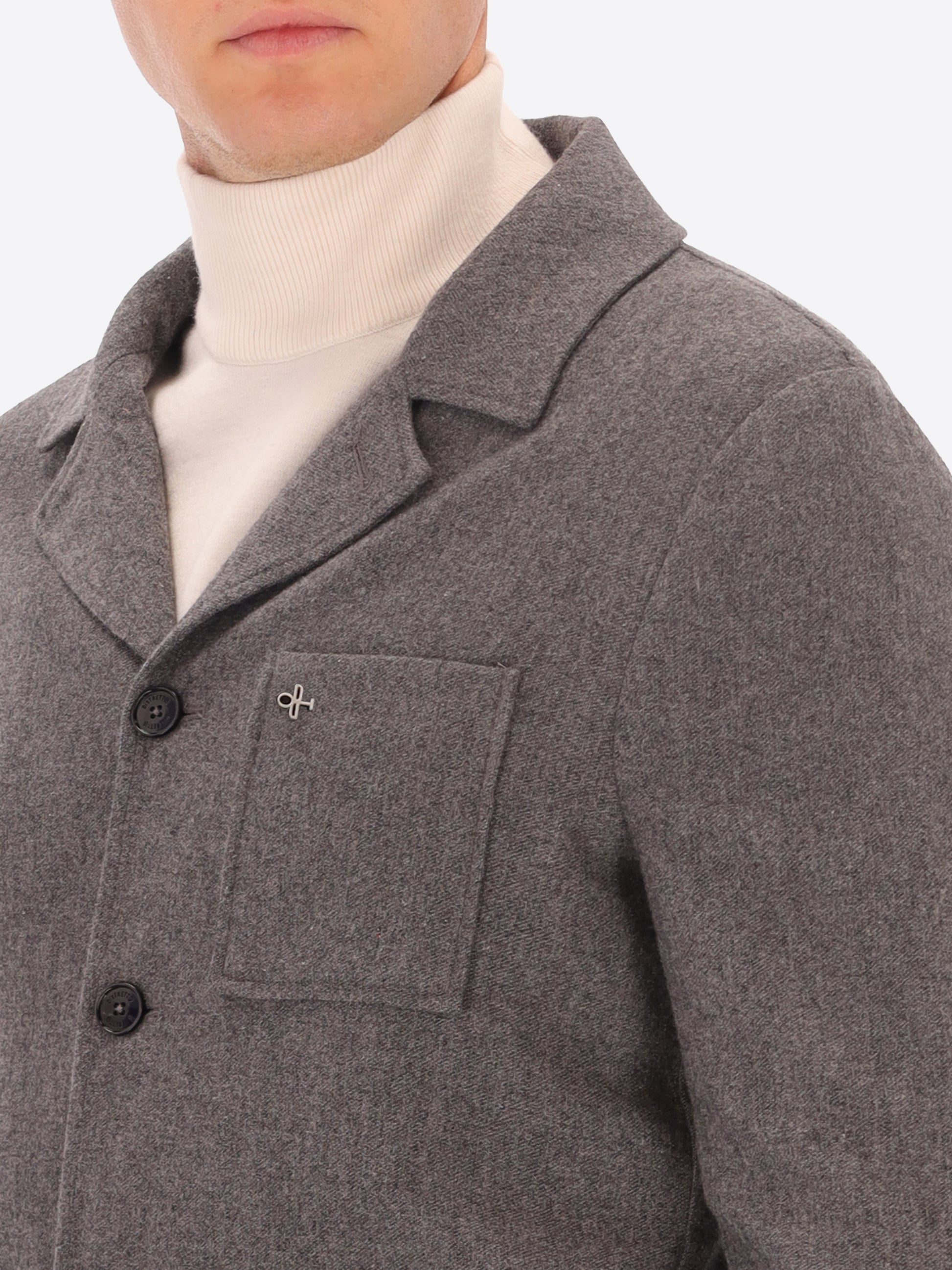 Mélange Wool Blend Flannel Worker Jacket Castle