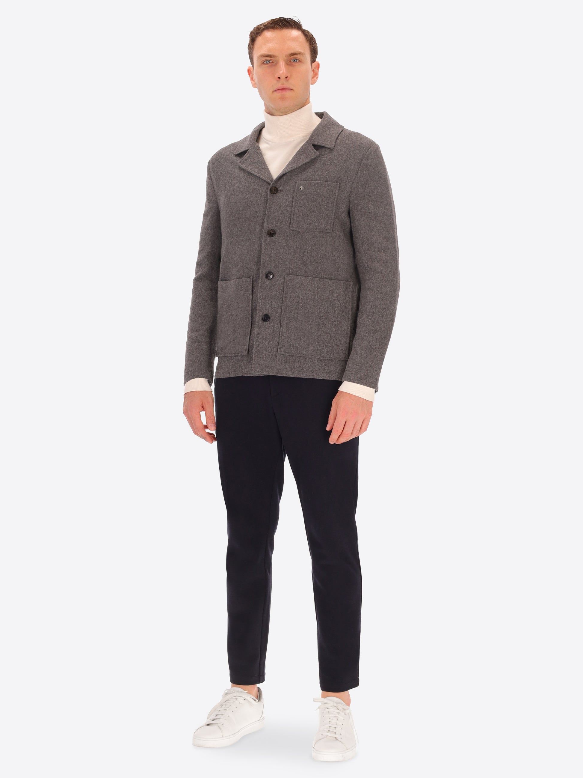 Mélange Wool Blend Flannel Worker Jacket Castle