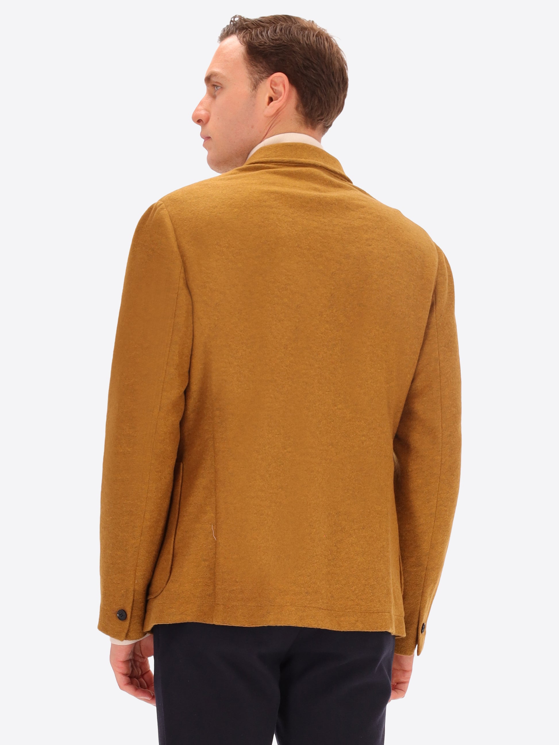 Solid And Melange Wool Blend Double Breasted Jacket Isaia