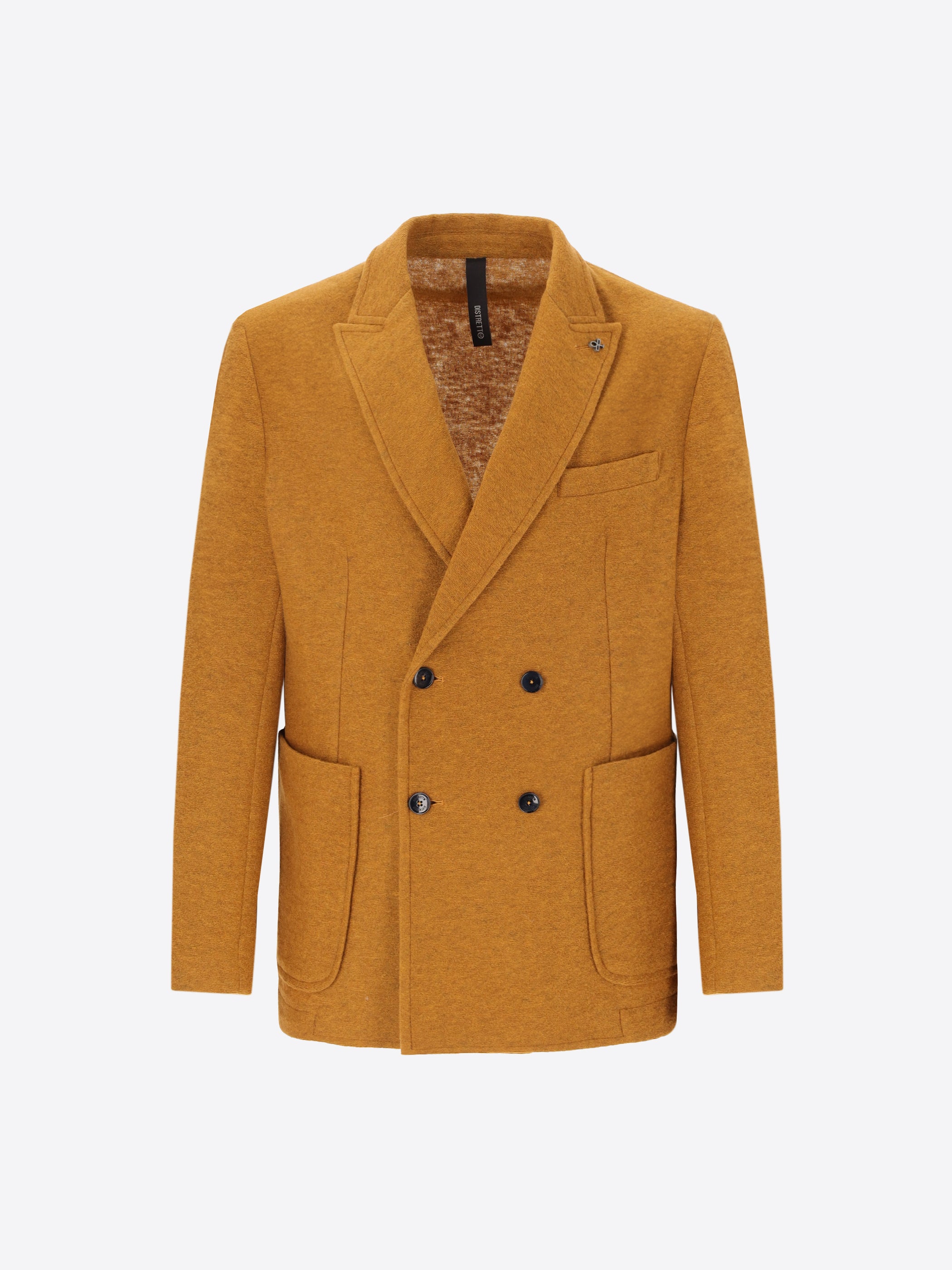 Solid And Melange Wool Blend Double Breasted Jacket Isaia