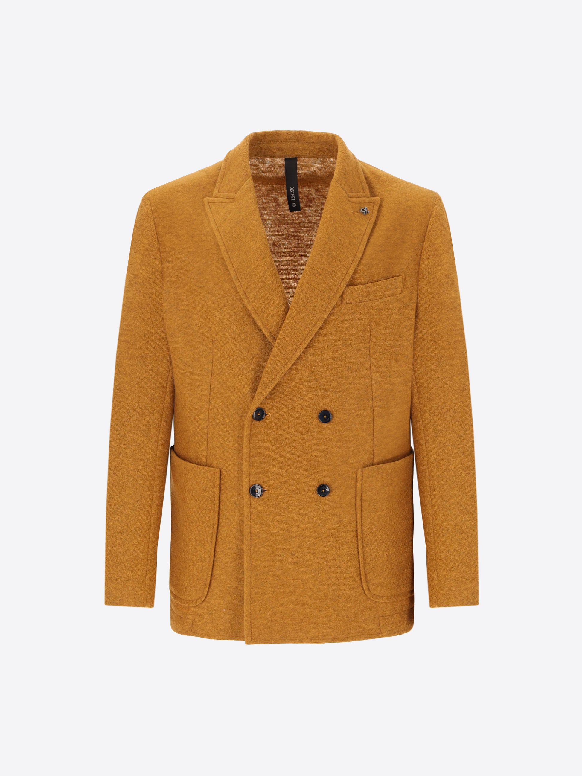 Solid And Melange Wool Blend Double Breasted Jacket Isaia