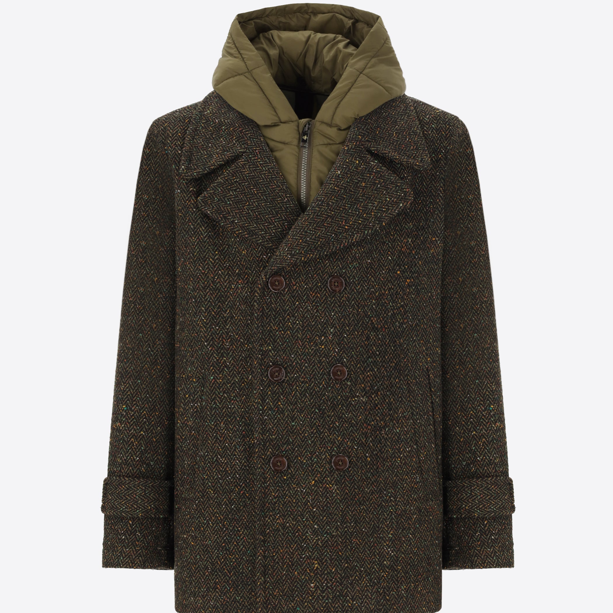 Peacoat Lancaster In Lana Bottonata Con Cappuccio Staccabile