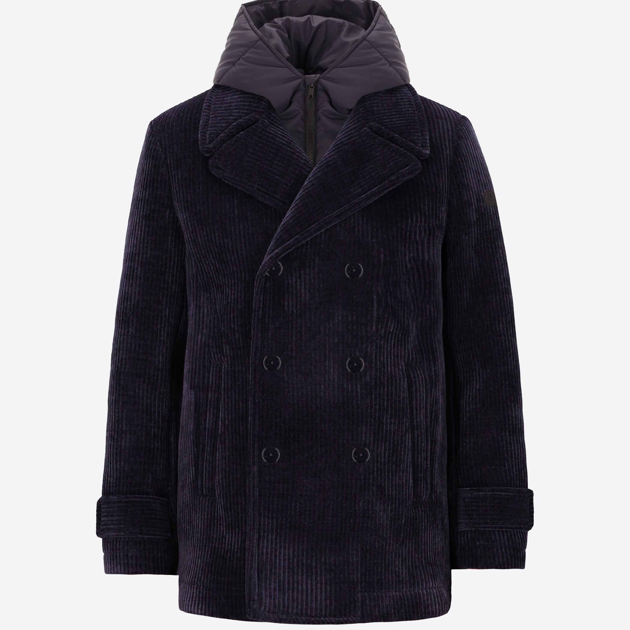 Peacoat Alba in Velluto a Costa Francese con Cappuccio Staccabile
