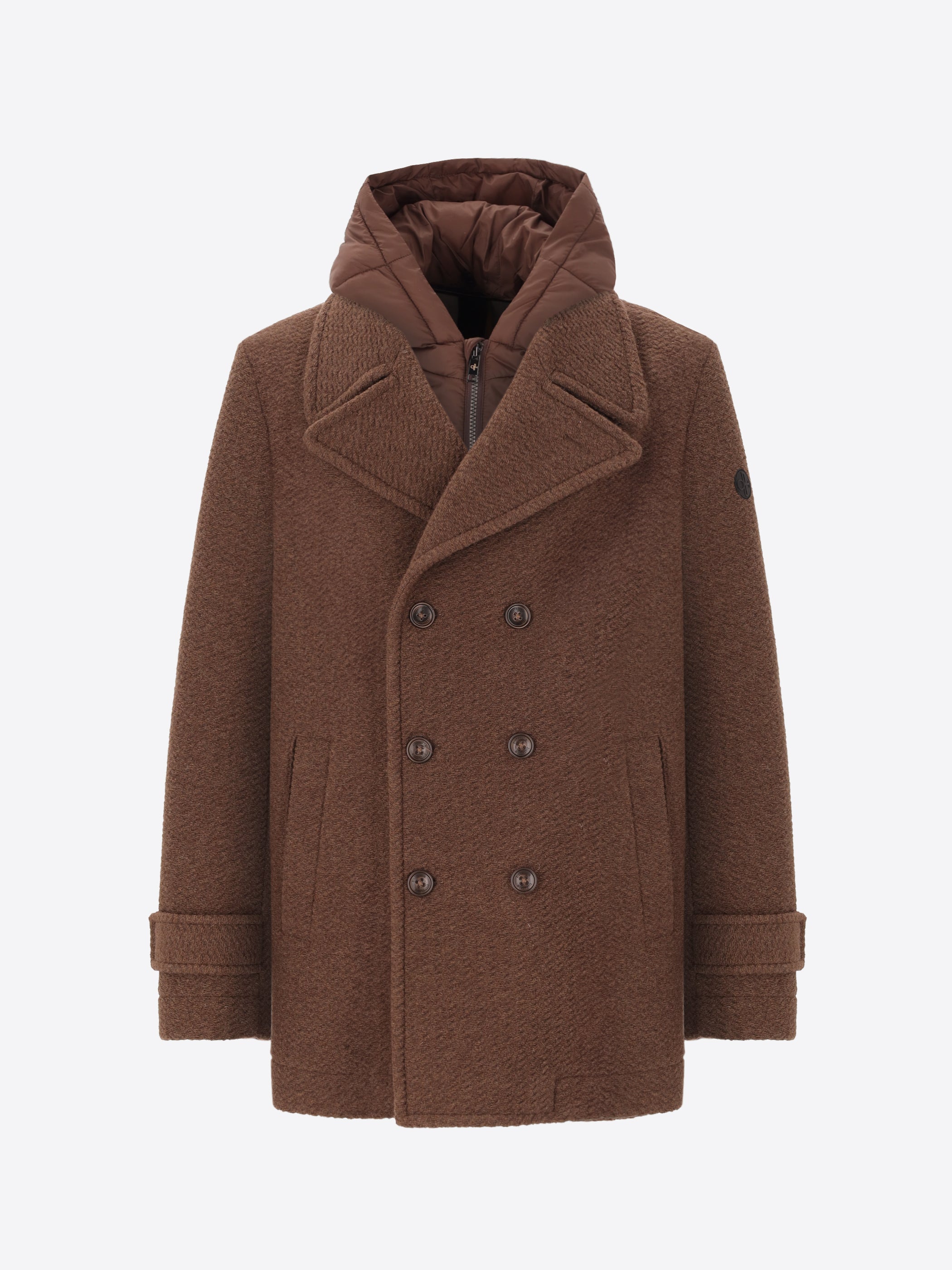 Boiled Wool Blend Peacoat Preston With Detachable Hood