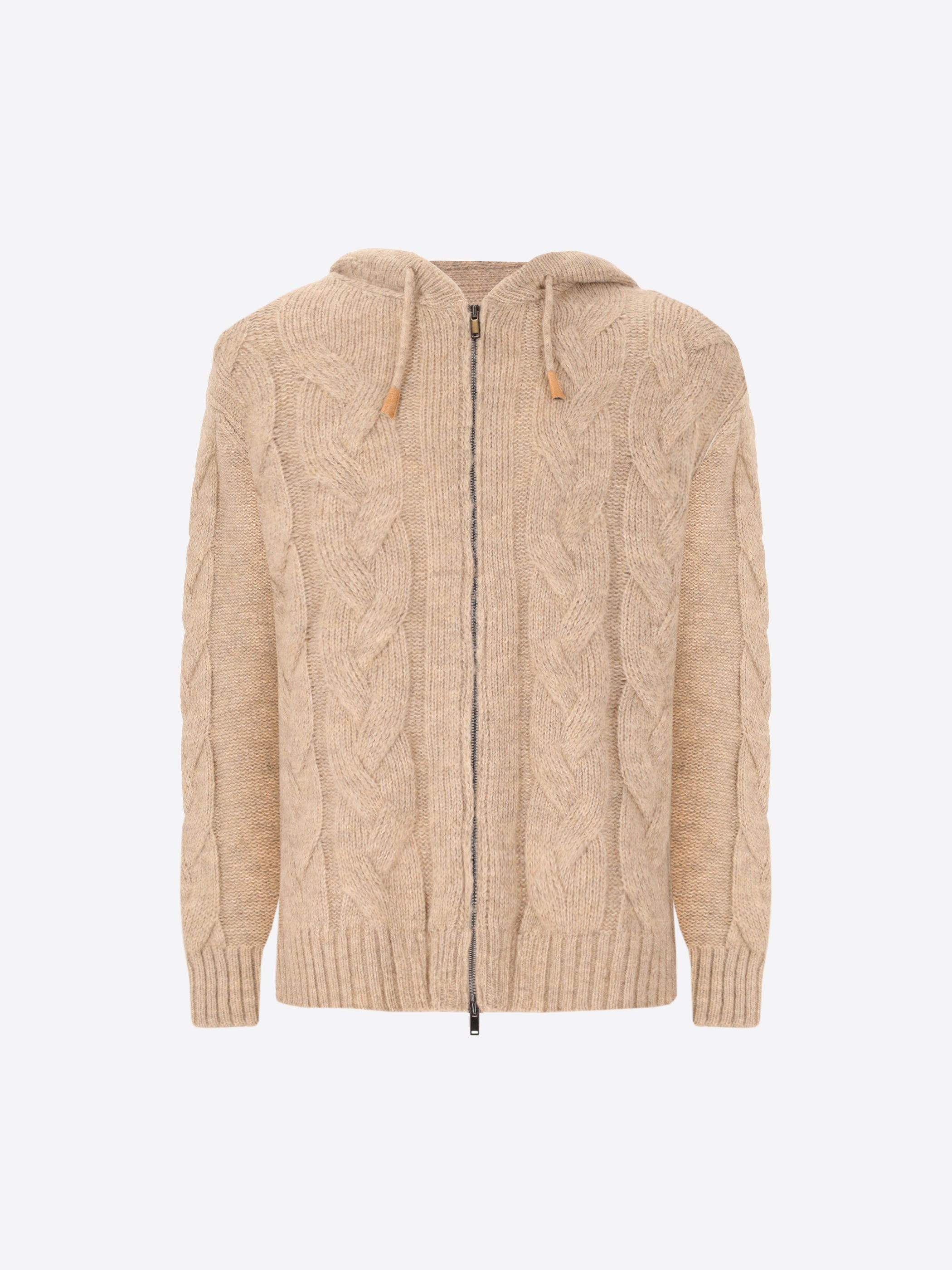 Hooded Braided Knitwear Cardigan Minton
