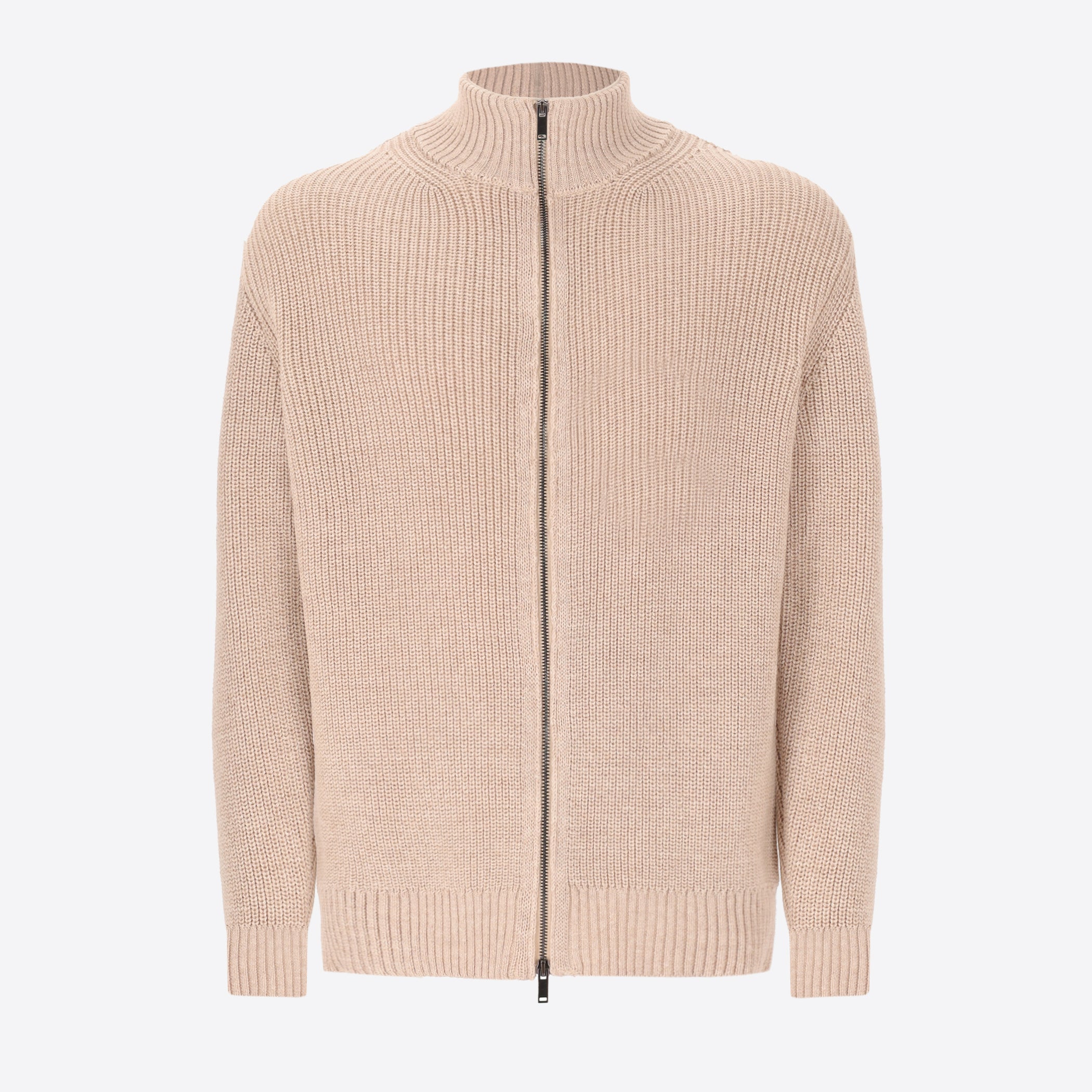 Muston Strickcardigan Hoher Kragen Mit Rippstrick
