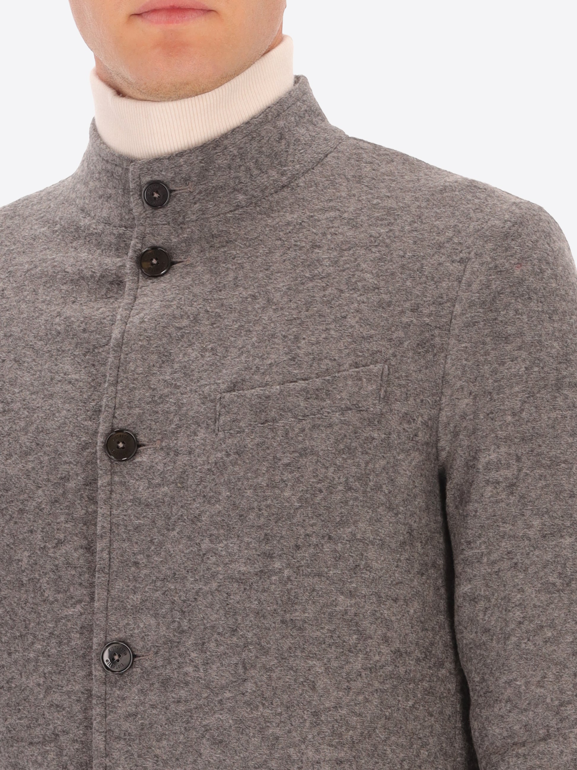 Solid And Melange Wool Blend Coreana Jacket Isaia