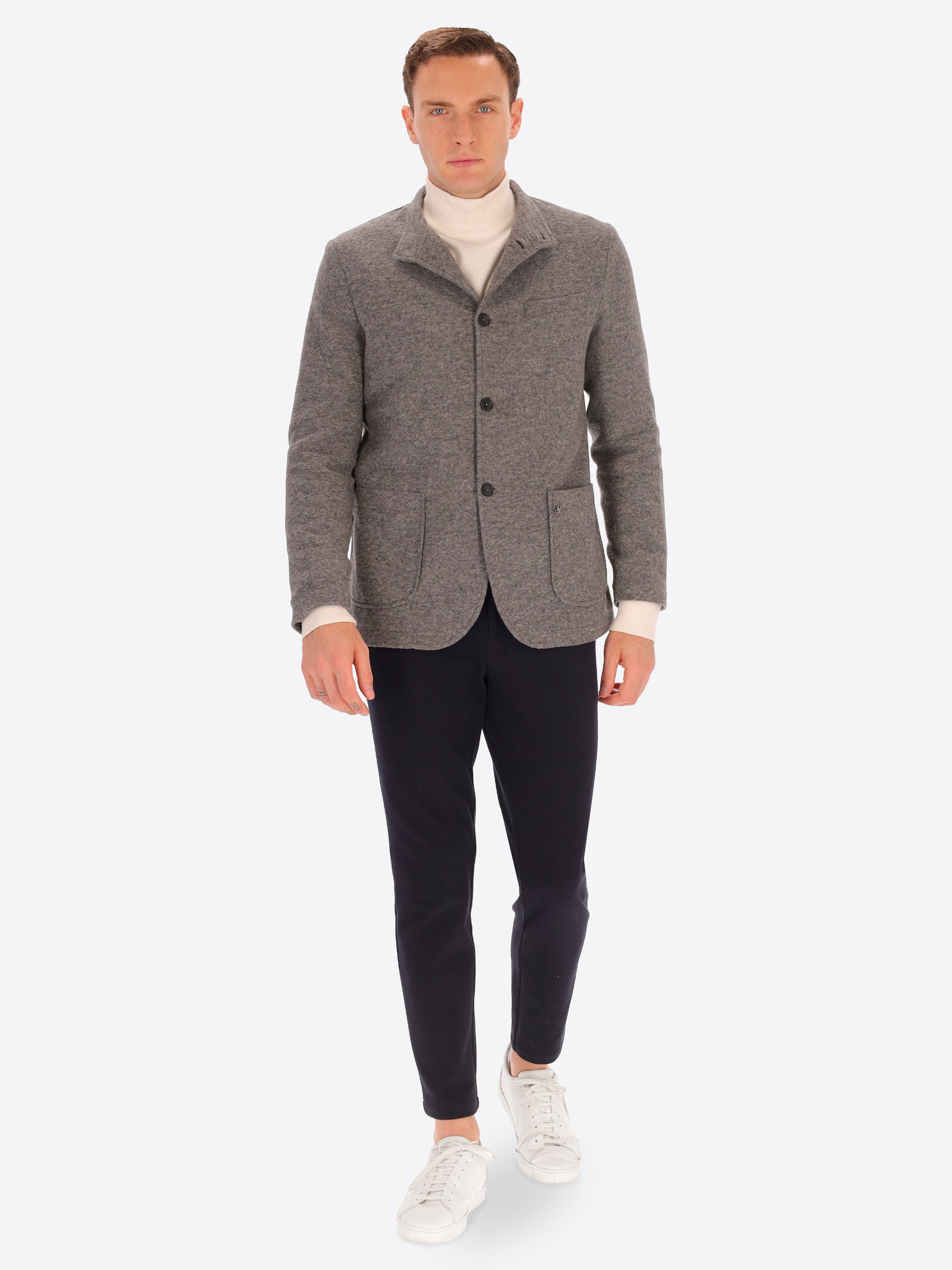 Solid And Melange Wool Blend Coreana Jacket Isaia