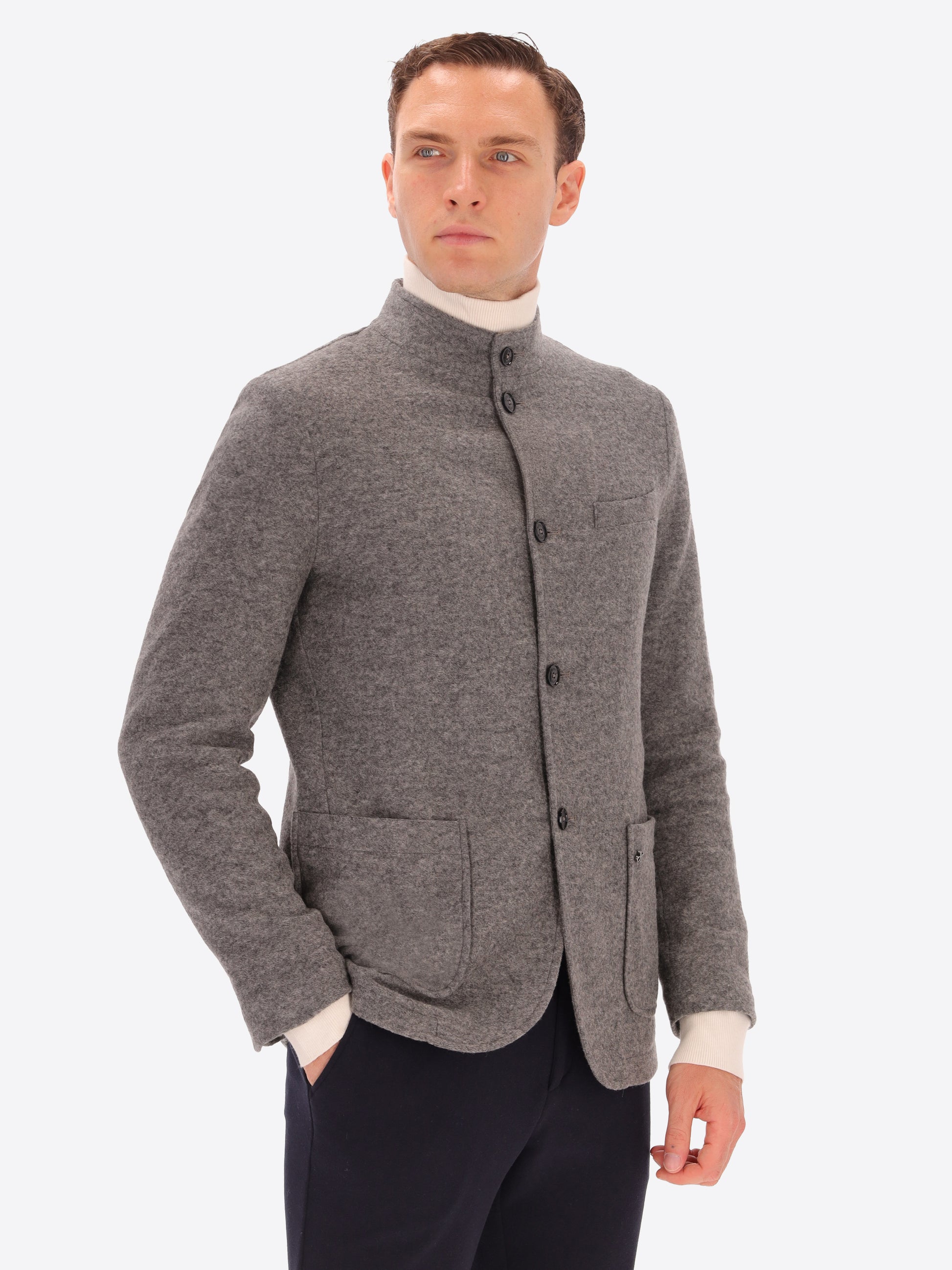 Solid And Melange Wool Blend Coreana Jacket Isaia