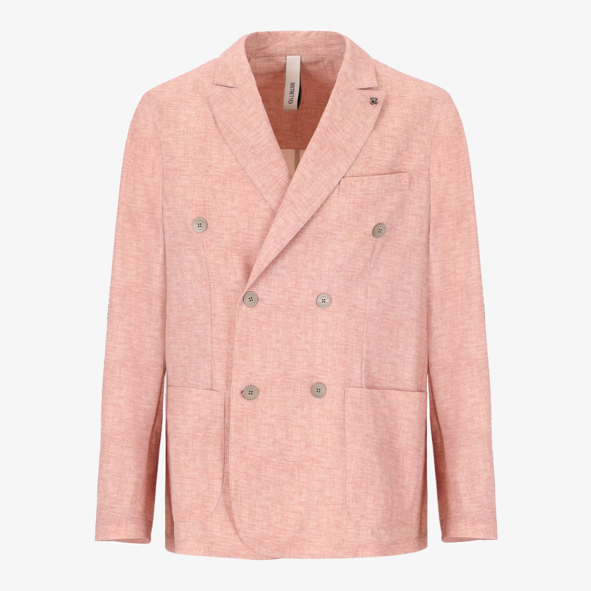 High Performance Linen Effect Print Double Breasted Jacket Liv