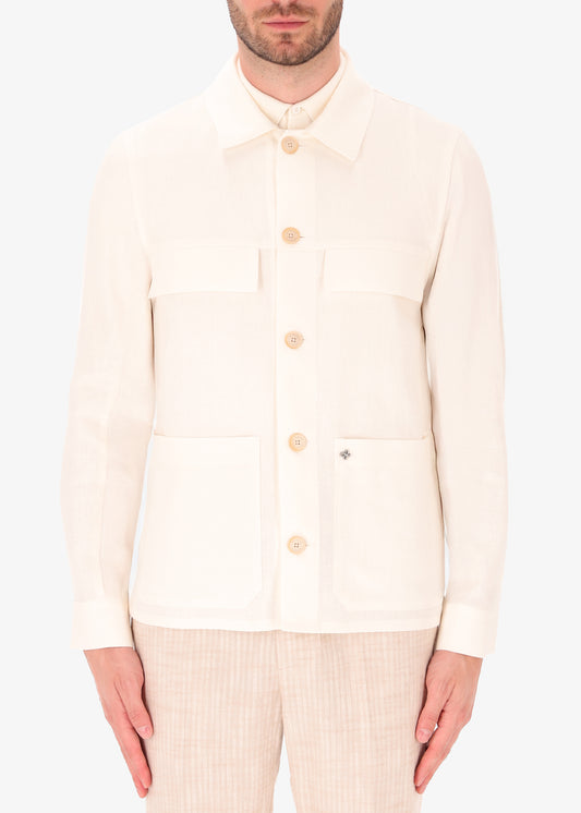 Linen Blend Fabric Shirt Jacket Work Certo