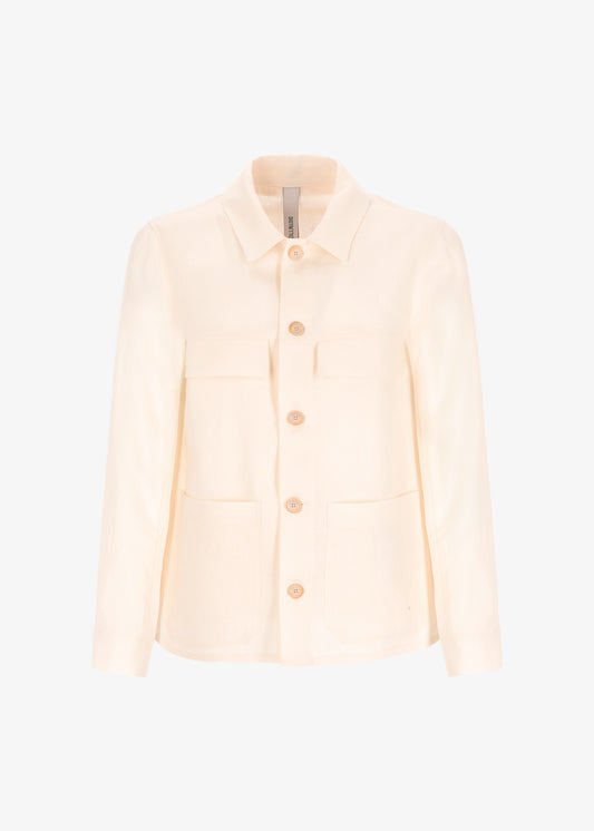 Linen Blend Fabric Shirt Jacket Work Certo