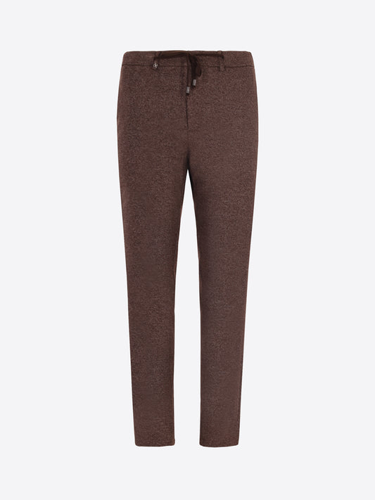 Distretto12 York Cellini Brown Melange Technical Jersey Trousers - Product Still Life