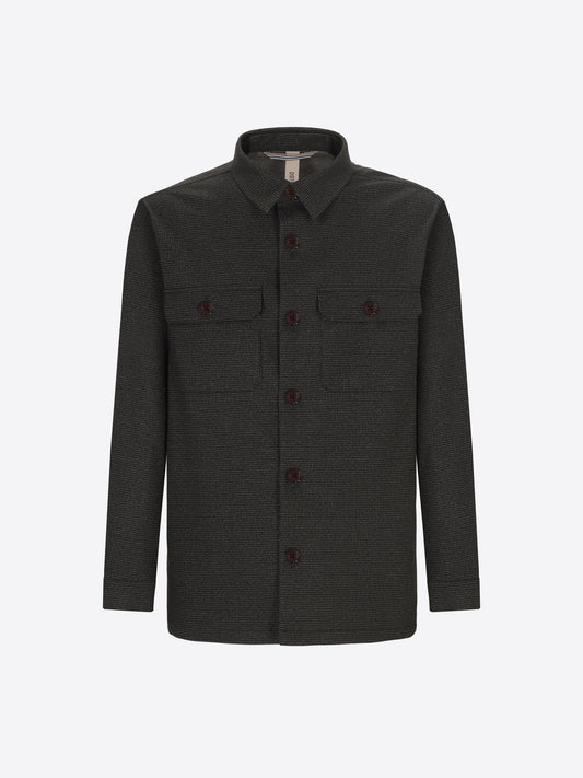 Distretto12 Allori Forest Green Milano-Jersey Houndstooth Shirt Jacket - Product Still Life