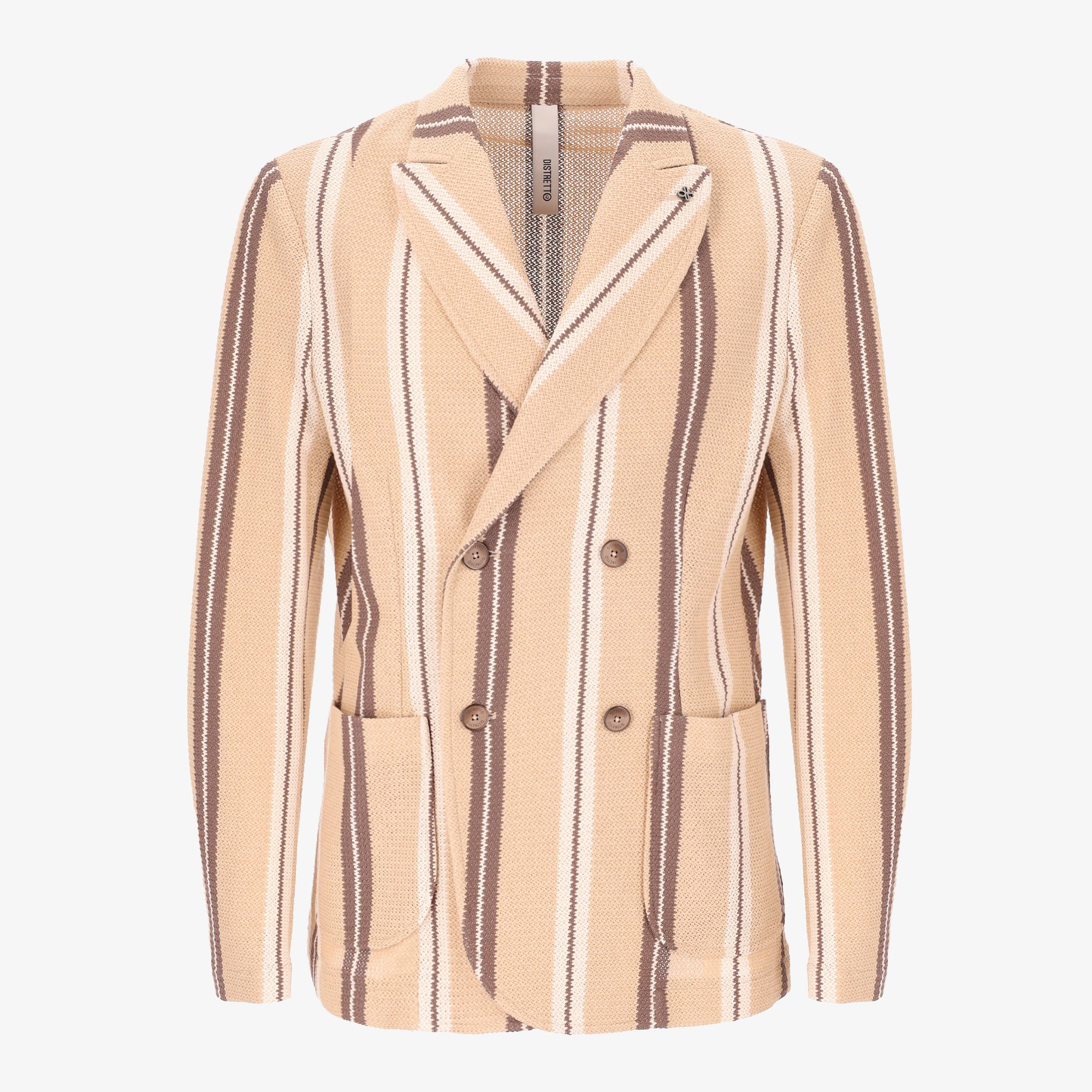 Multistripe Fisherman’s Rib Jersey Double-Breasted Jacket Sergi