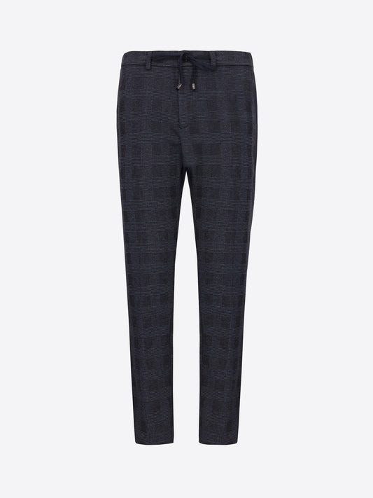 Distretto12 York Carracci Blue Prince-Of-Wales Milano-Jersey Trousers - Product Still Life